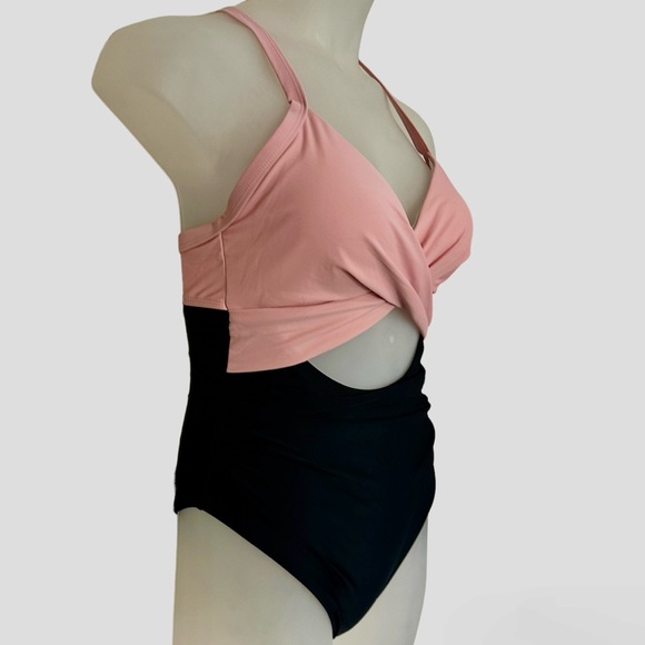 Eomenie One Piece women’s Tummy Control Cutout pink black M Swimsuit NWT - Picture 6 of 13